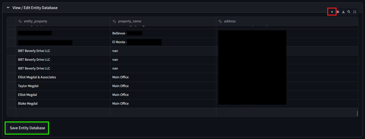 Entity database editor