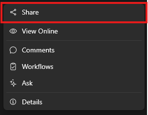 Egnyte share menu