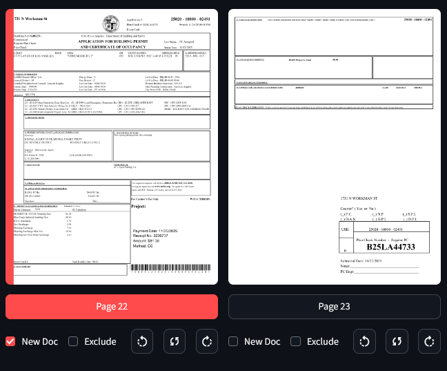 Page thumbnails with controls