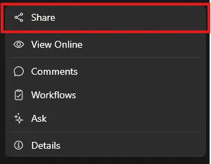 Egnyte share menu